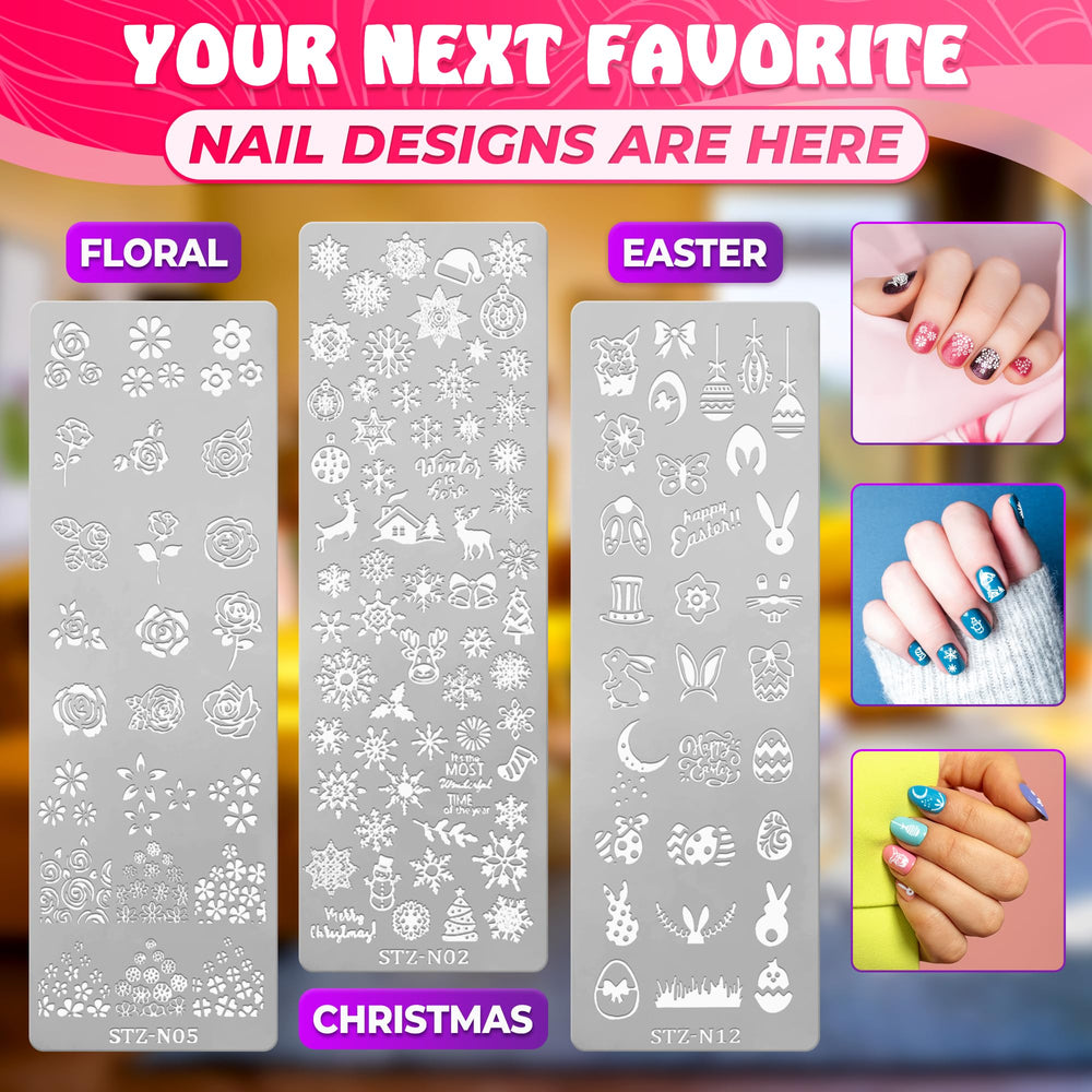 Tesorrio nail stamping plate summer design for bright, seasonal nails at home