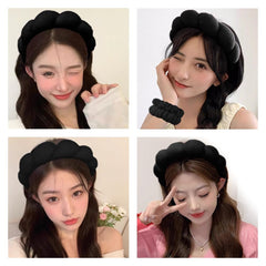 Tetizo spa headband 7x7-inch size close-up shows flexible fit