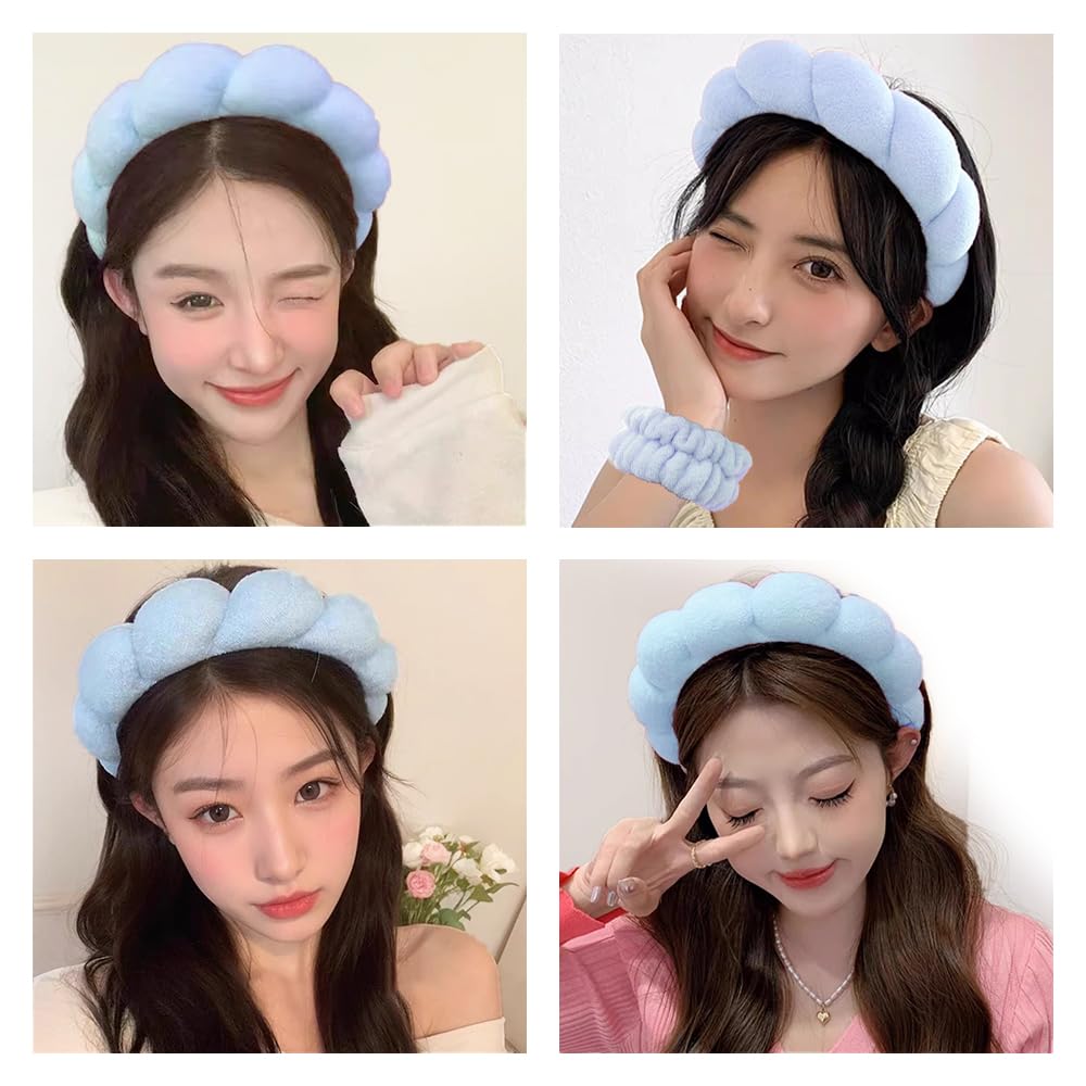 Tetizo spa headband blue cushioned sponge interior for gentle cleansing