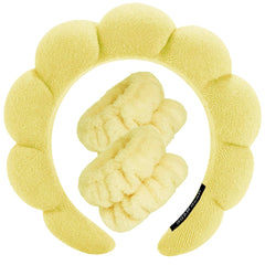 Tetizo Spa Headband yellow keeps hair away during cleansing for a tidy routine
