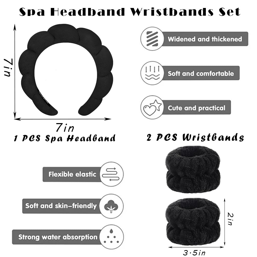 Tetizo spa headband wristband absorbent microfiber close-up for mess-free skincare