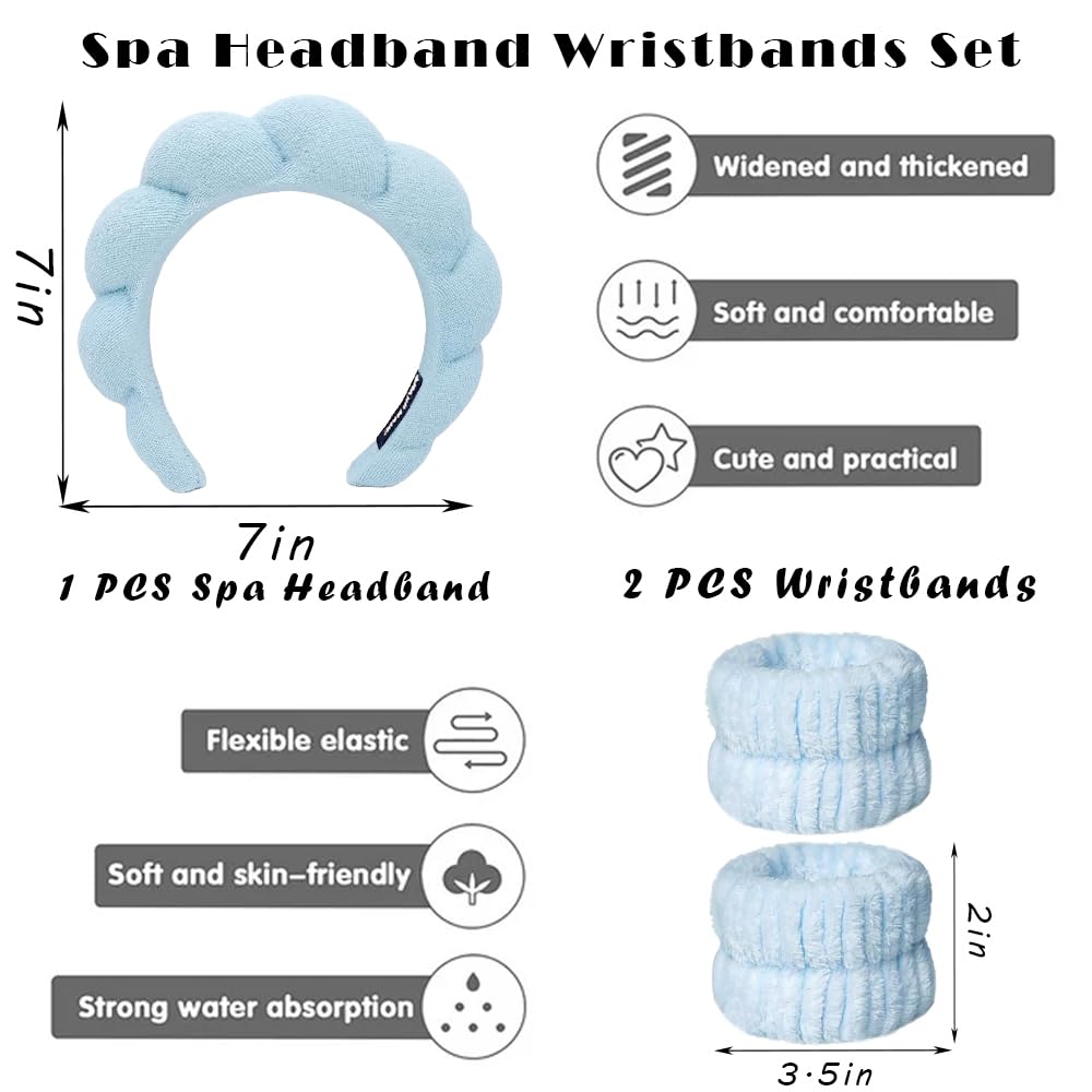 Tetizo spa wristband blue microfiber absorbent protects sleeves from moisture