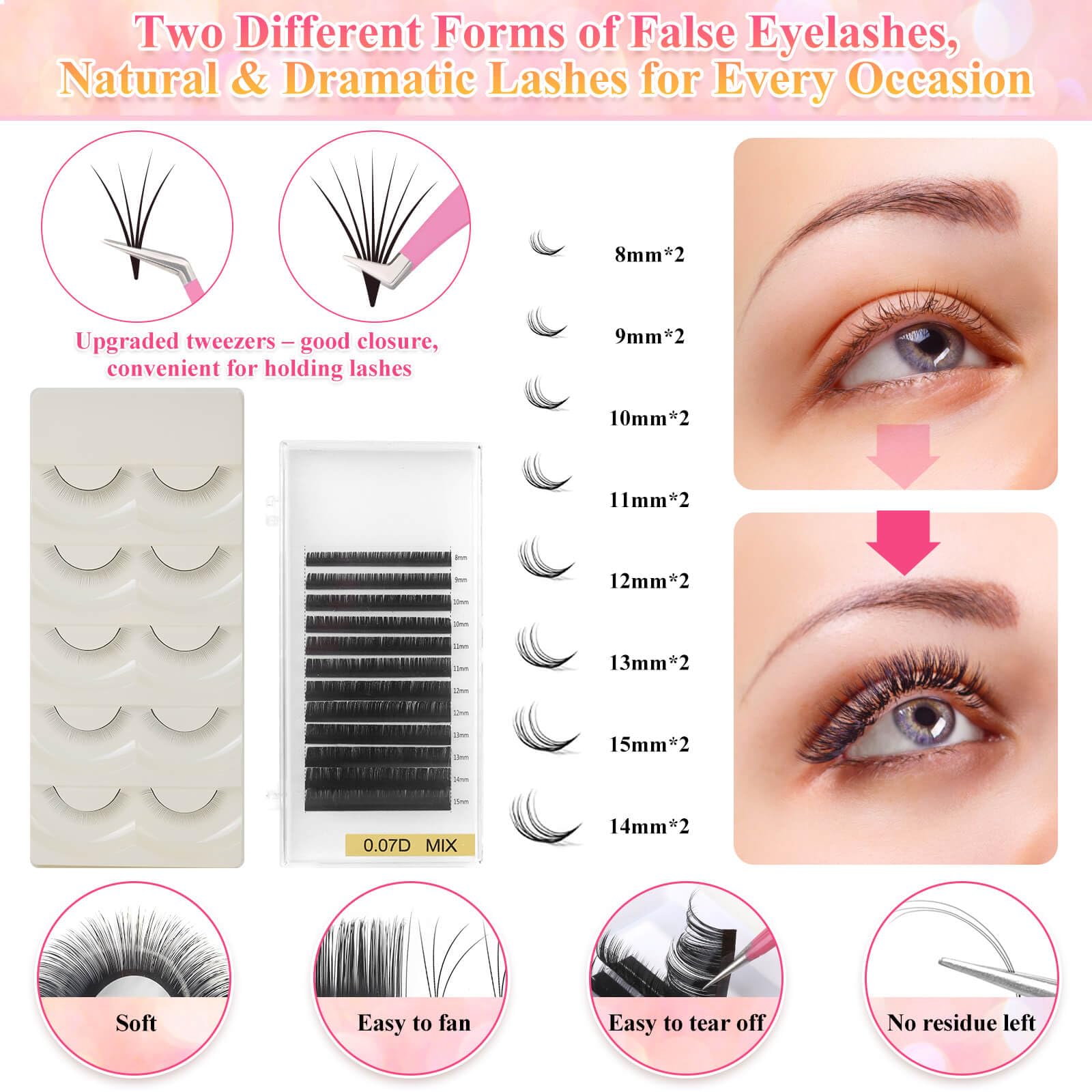 Tetutor-d-curl-lash-clusters-12-rows grouped for natural to dramatic styles