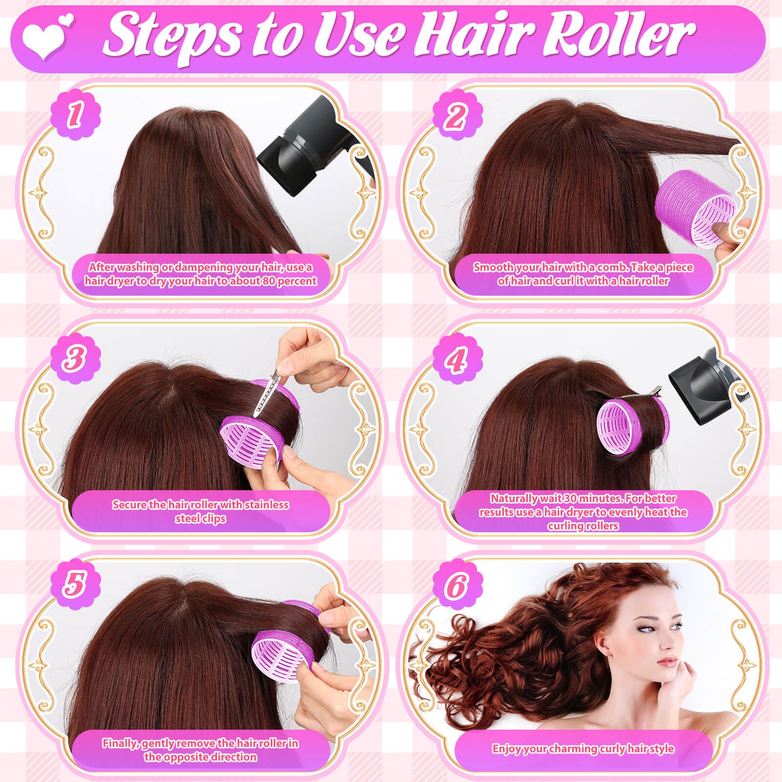 Tetutor styling steps image illustrates a heat-free method for gentle curl results