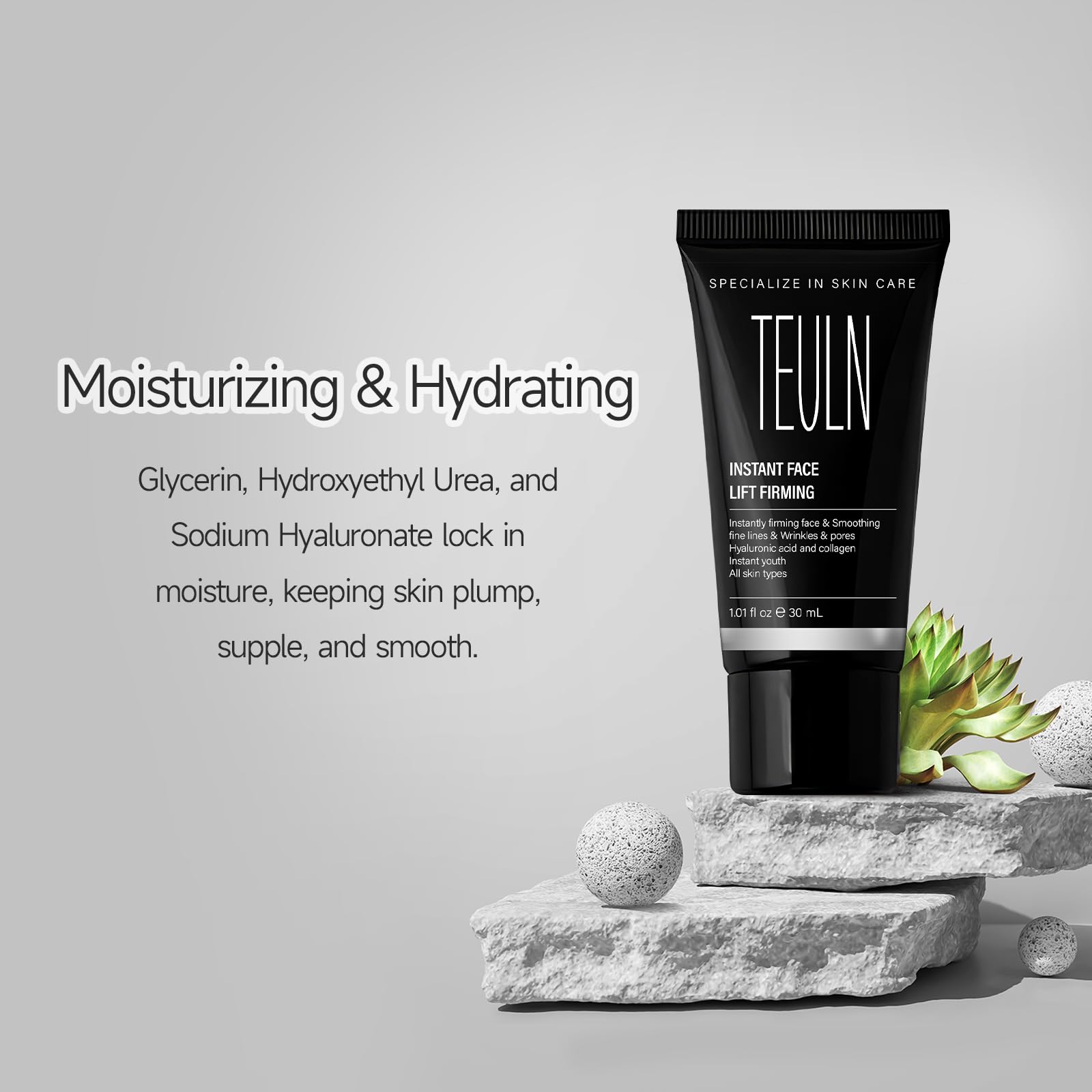 TEULN 2.0 skin-tightening cream texture close-up suggests deep hydration