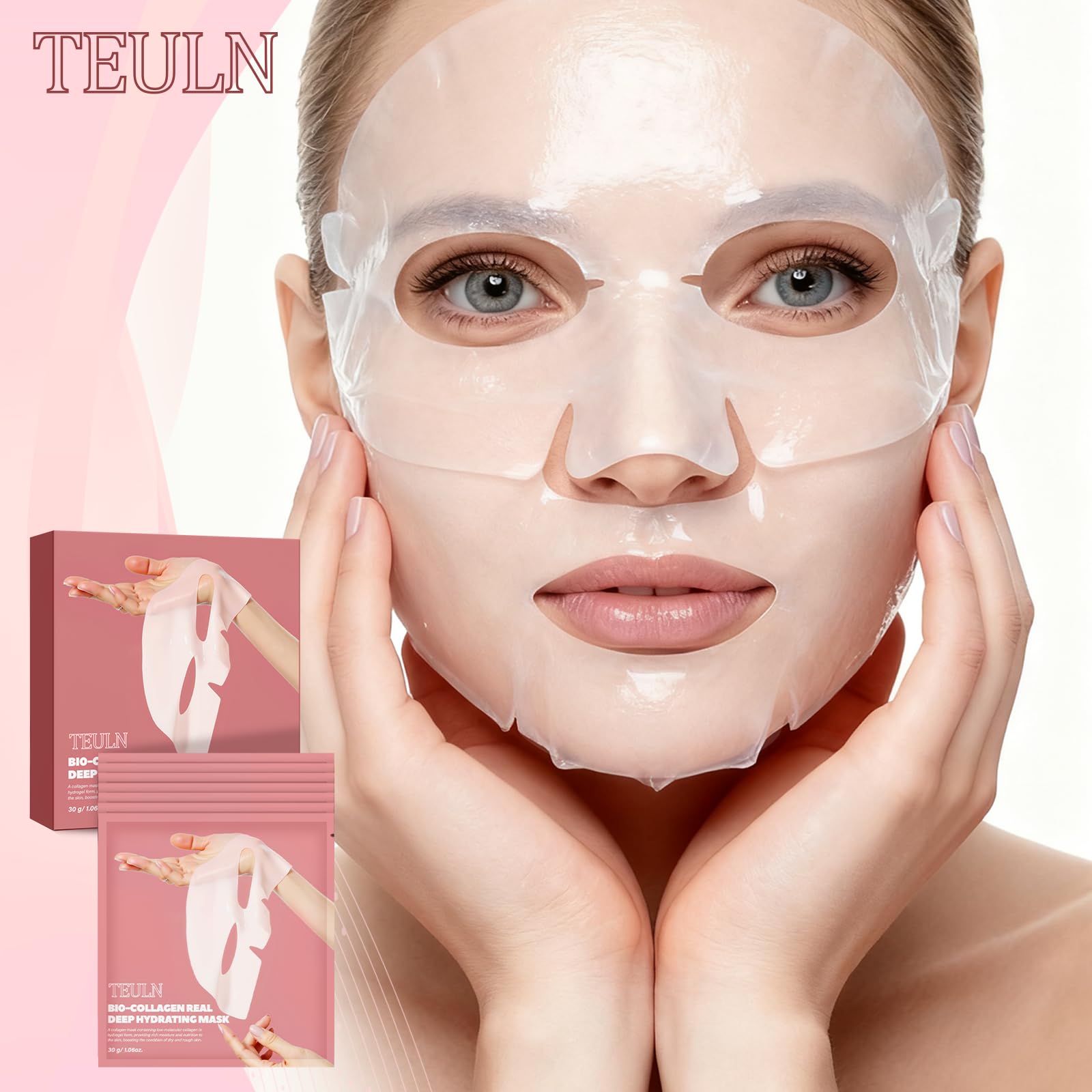 TEULN Bio-Collagen Mask night application demonstrates overnight hydration potential.