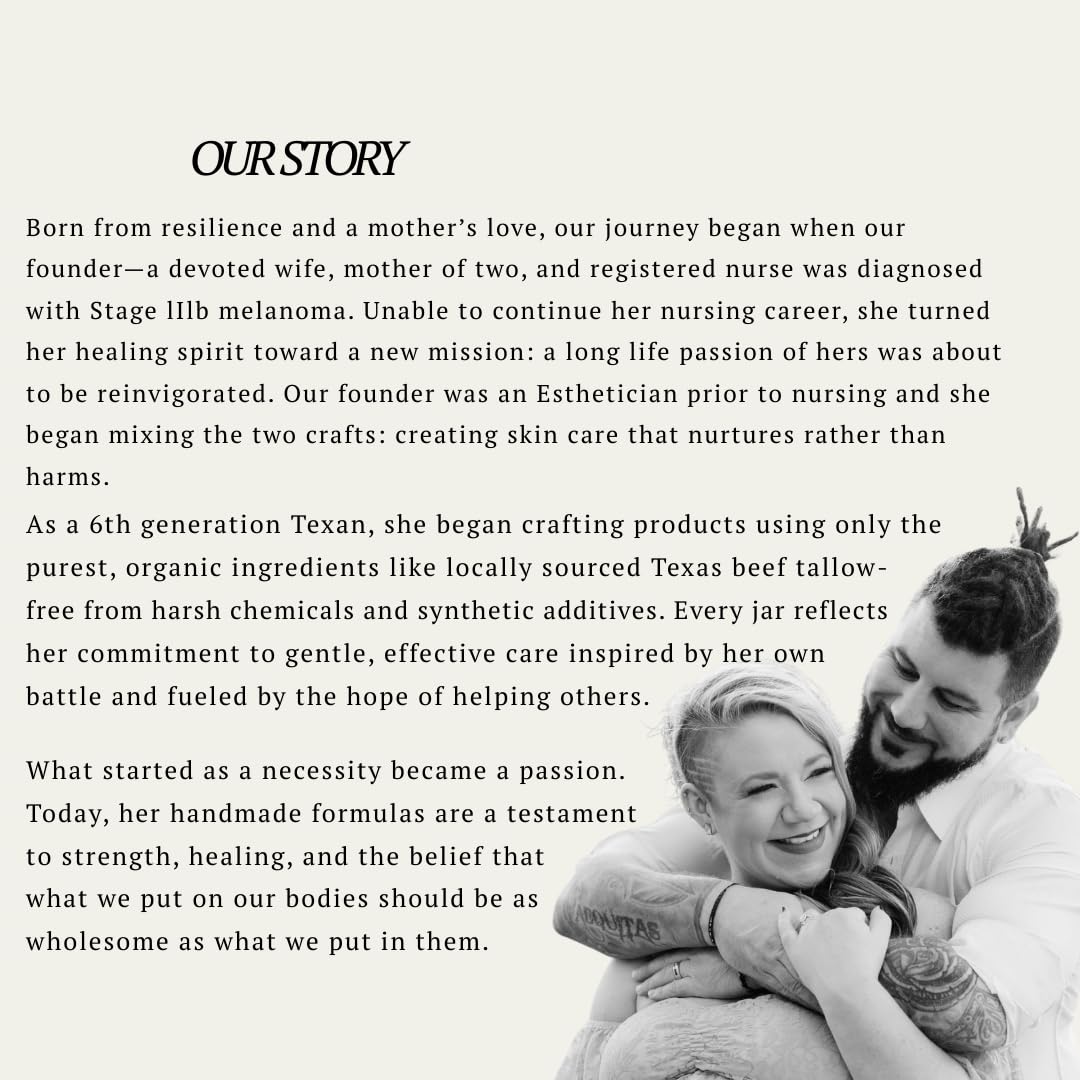 Texas Hill Country Essentials label closeup emphasizes clean skincare commitment.
