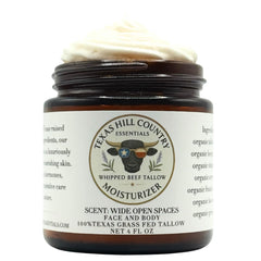 Texas Hill Country Essentials beef tallow jar closeup for rich skin nourishment.