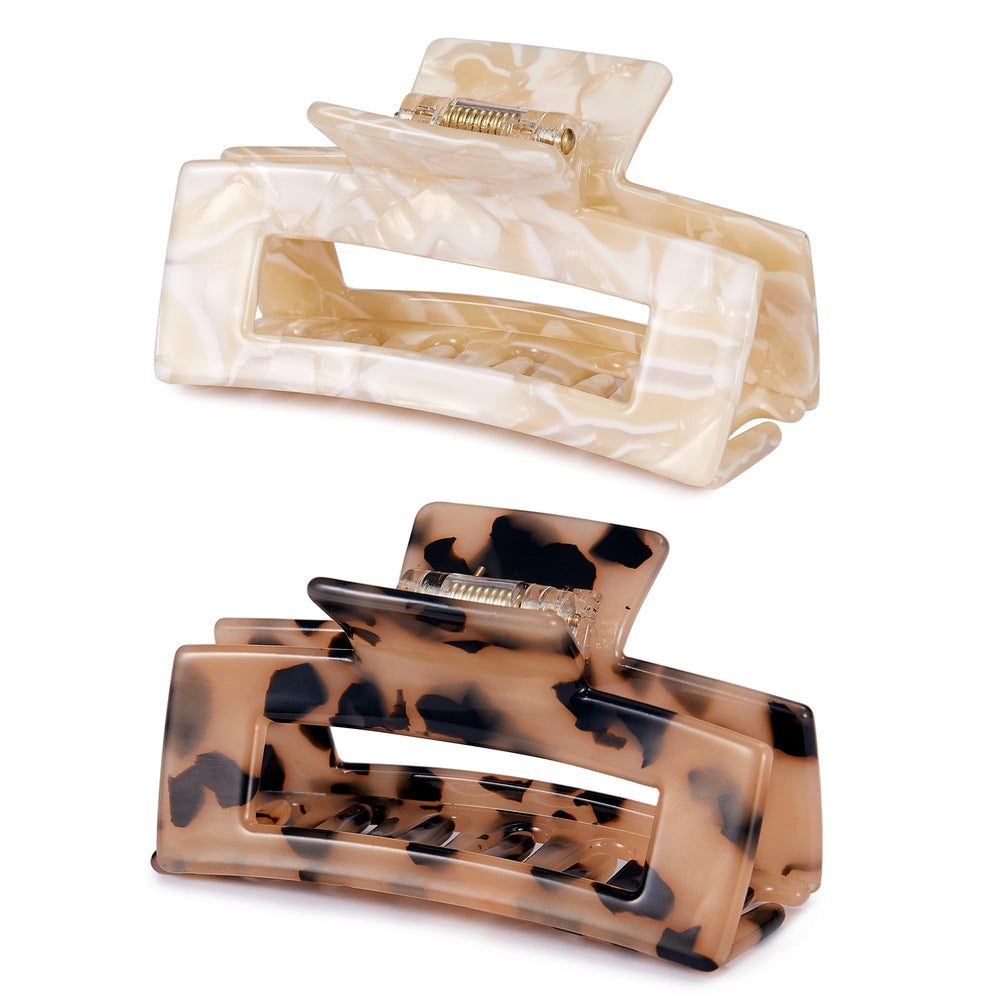 Textention 3-inch claw clip in tortoise shell locks hair securely for daily wear.
