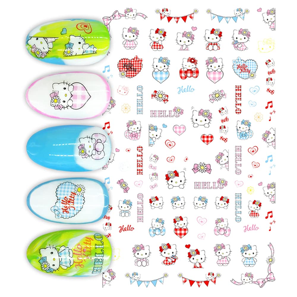 Tezocr kawaii cat decals for easy DIY nail art designs.