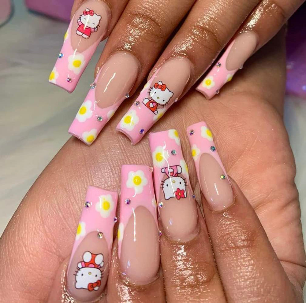 Tezocr cat theme decals compatible with UV nail designs.