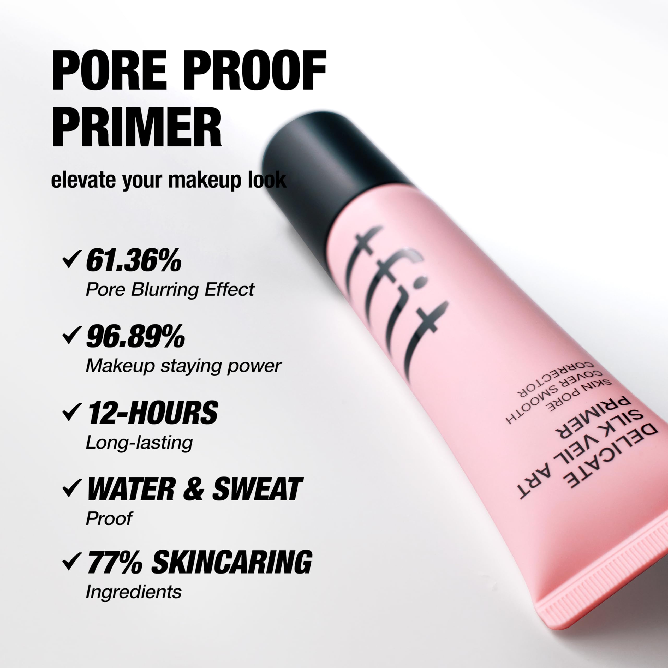 TFIT Delicate Silk Veil Art Primer blur finish demonstrates pore minimization for a refined matte look