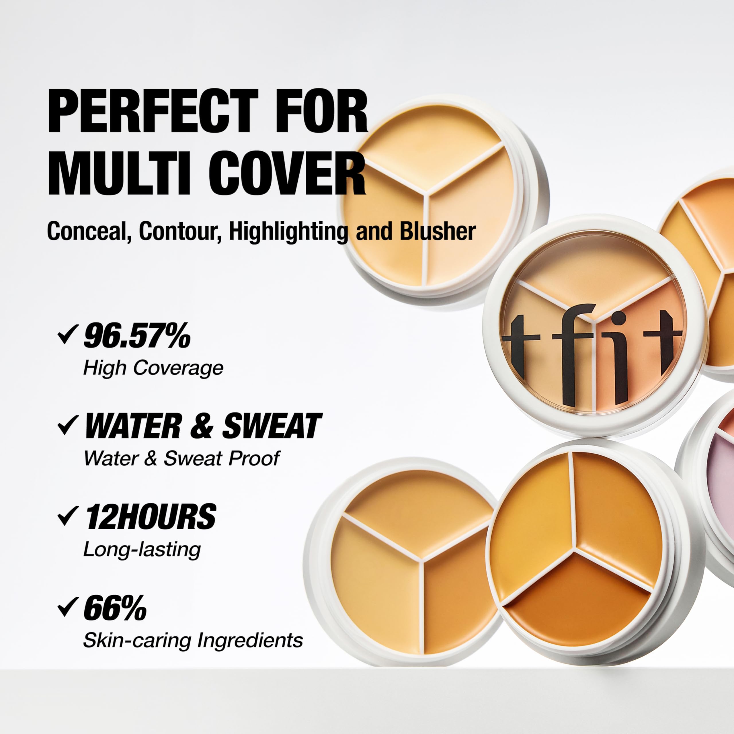 TFIT concealer palette open shot highlighting creamy texture for seamless blend