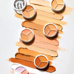 TFIT Concealer palette swatches illustrate shade range for diverse tones with natural finish