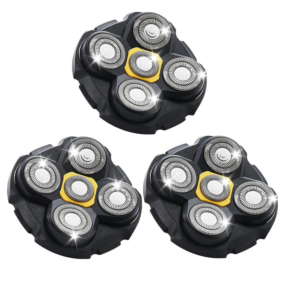 TGSBHIO MicroTouch Titanium replacement heads 3-pack, front view for smooth, precise bald shaving