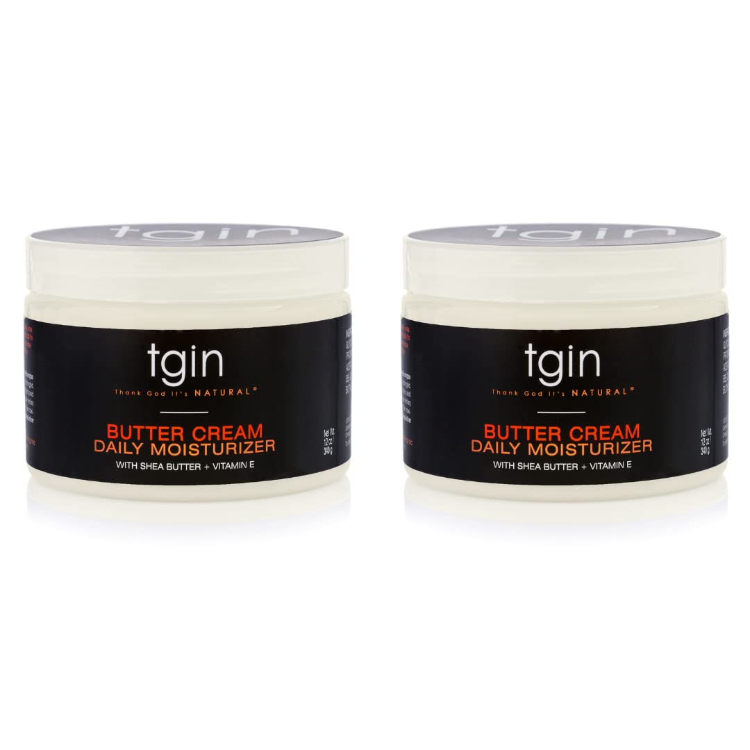 Thank God It's Natural tgin Butter Cream Daily Moisturizer duo pack-shot for deep hydration of curls.