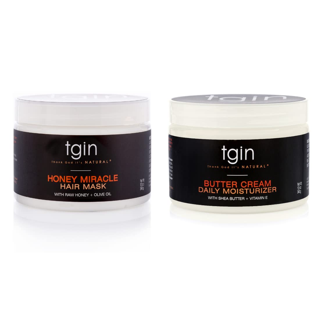 tgin Butter Cream Daily Moisturizer jar closeup shows rich hydration for curls