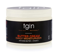 tgin butter-cream daily moisturizer used for twist-out styling on thick curls.