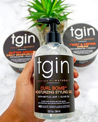 tgin Curl Bomb ingredients focus on olive oil and nettle leaf.