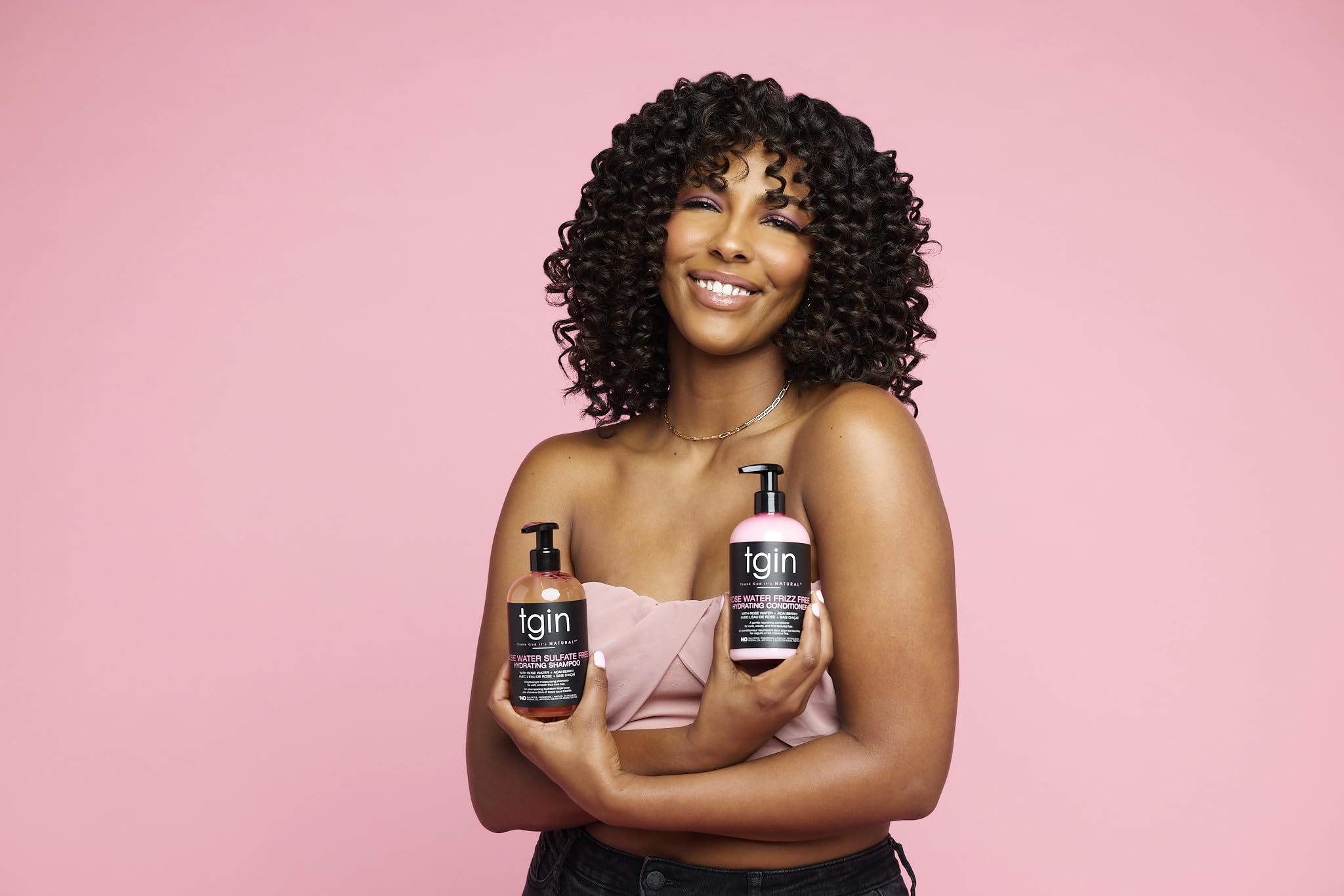 tgin curly hair definition model showing bouncy defined waves