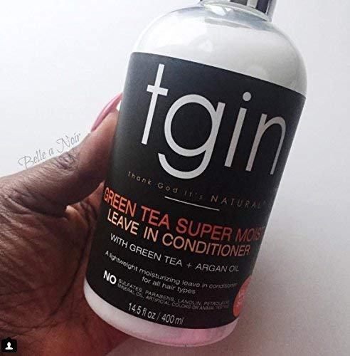 tgin Green Tea Super Moist Leave In curly-hair closeup defines curls