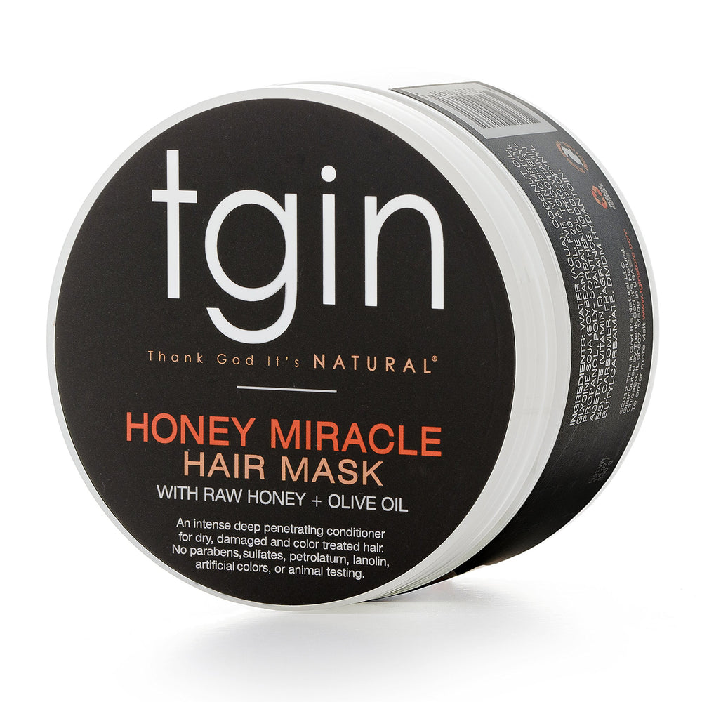 Closeup of TGIN jar showing creamy mask for deep conditioning