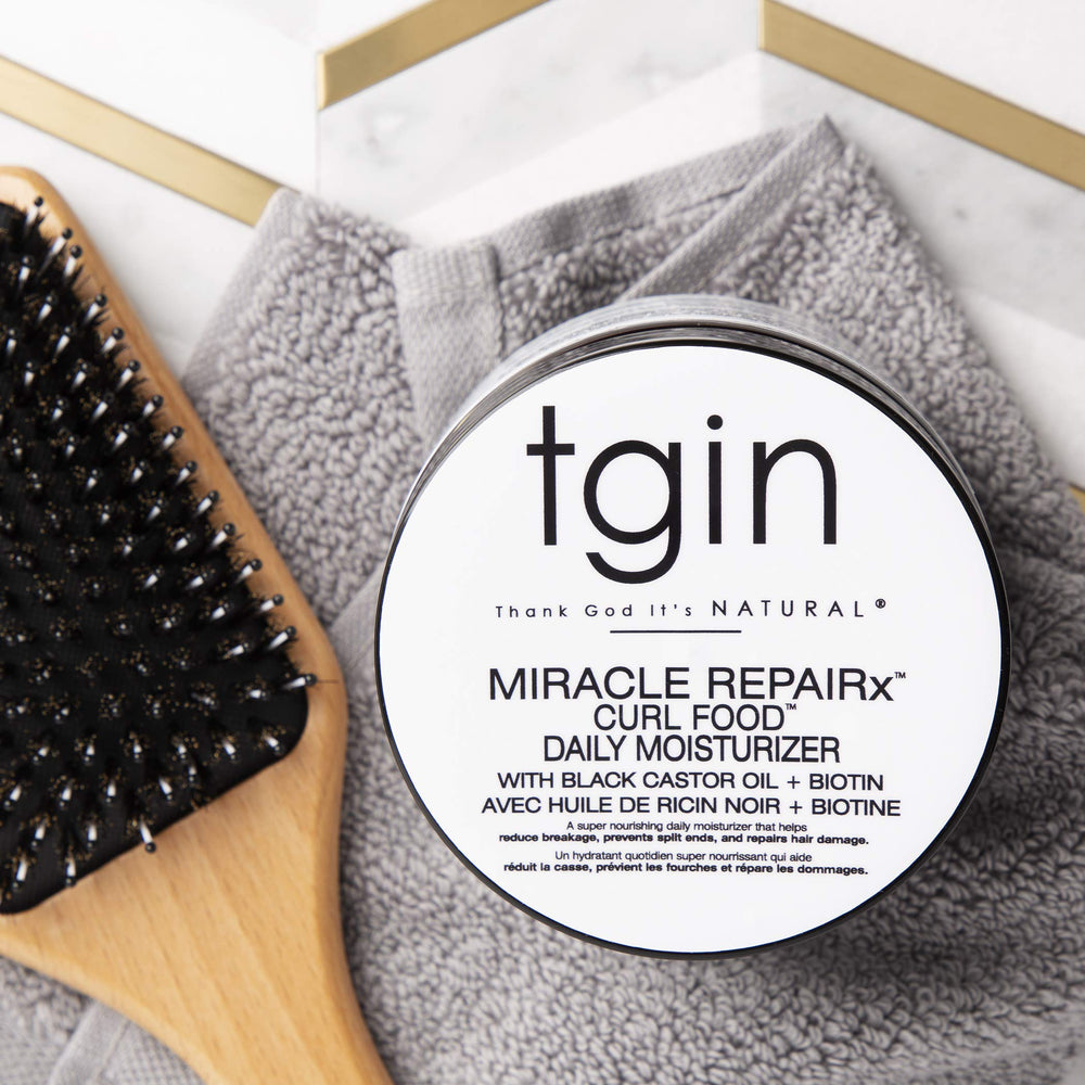 tgin Miracle RepaiRx curl food coconut scent evokes tropical spa vibe