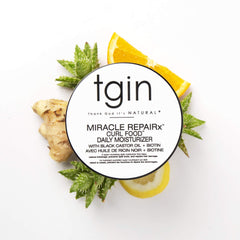 tgin Miracle RepaiRx curl food hair application shot for even coverage