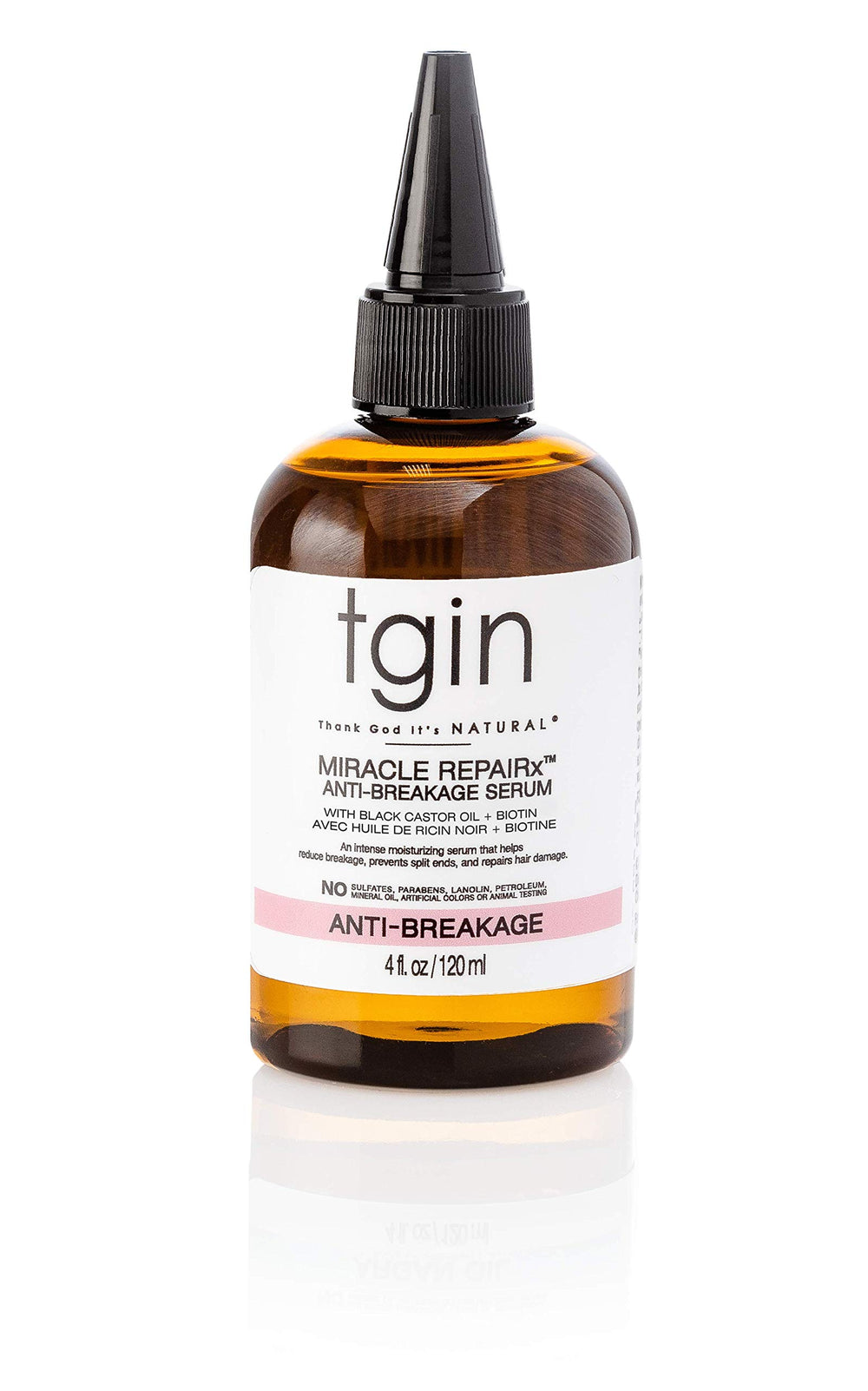 Thank God It's Natural tgin Miracle RepaiRx serum bottle pour for smooth, hydrated curls