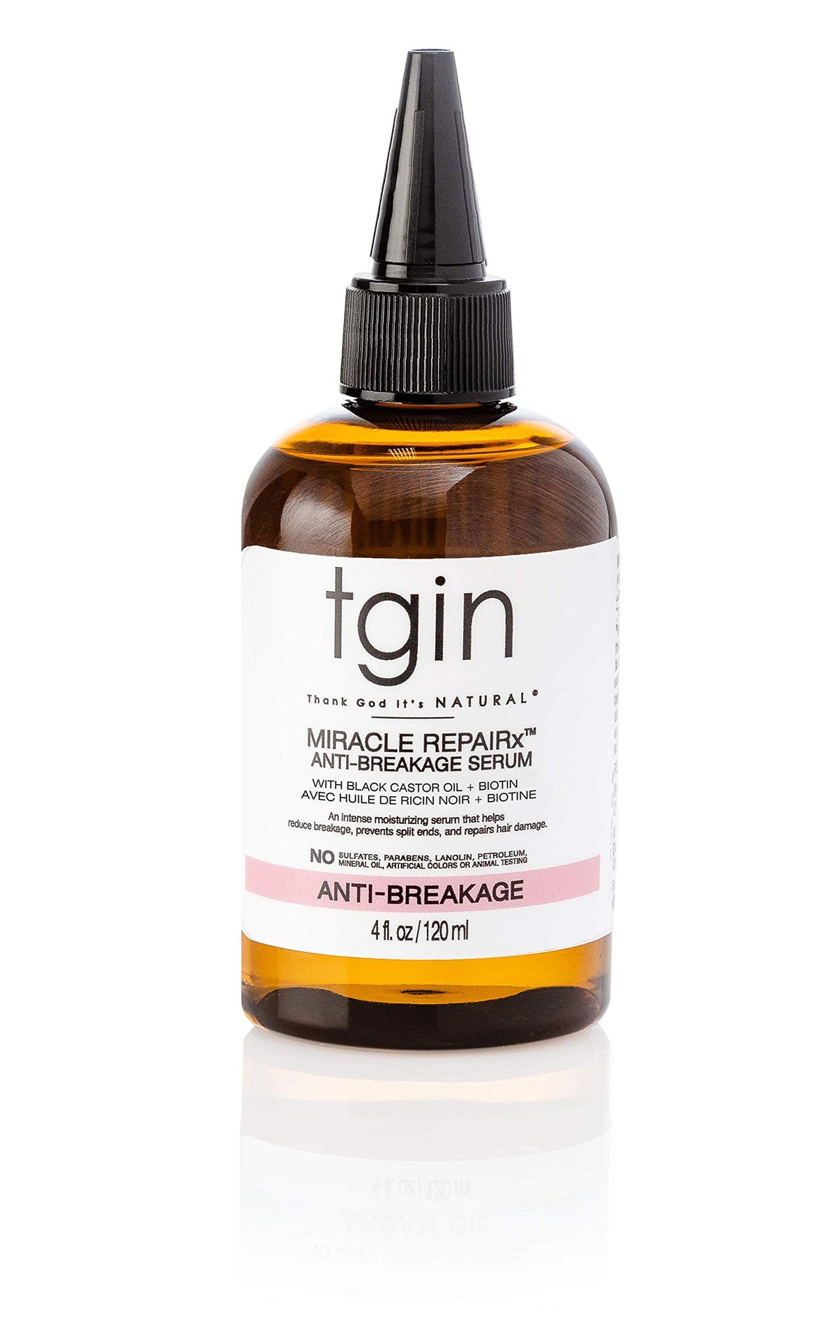 Thank God It's Natural tgin Miracle RepaiRx serum bottle pour for smooth, hydrated curls