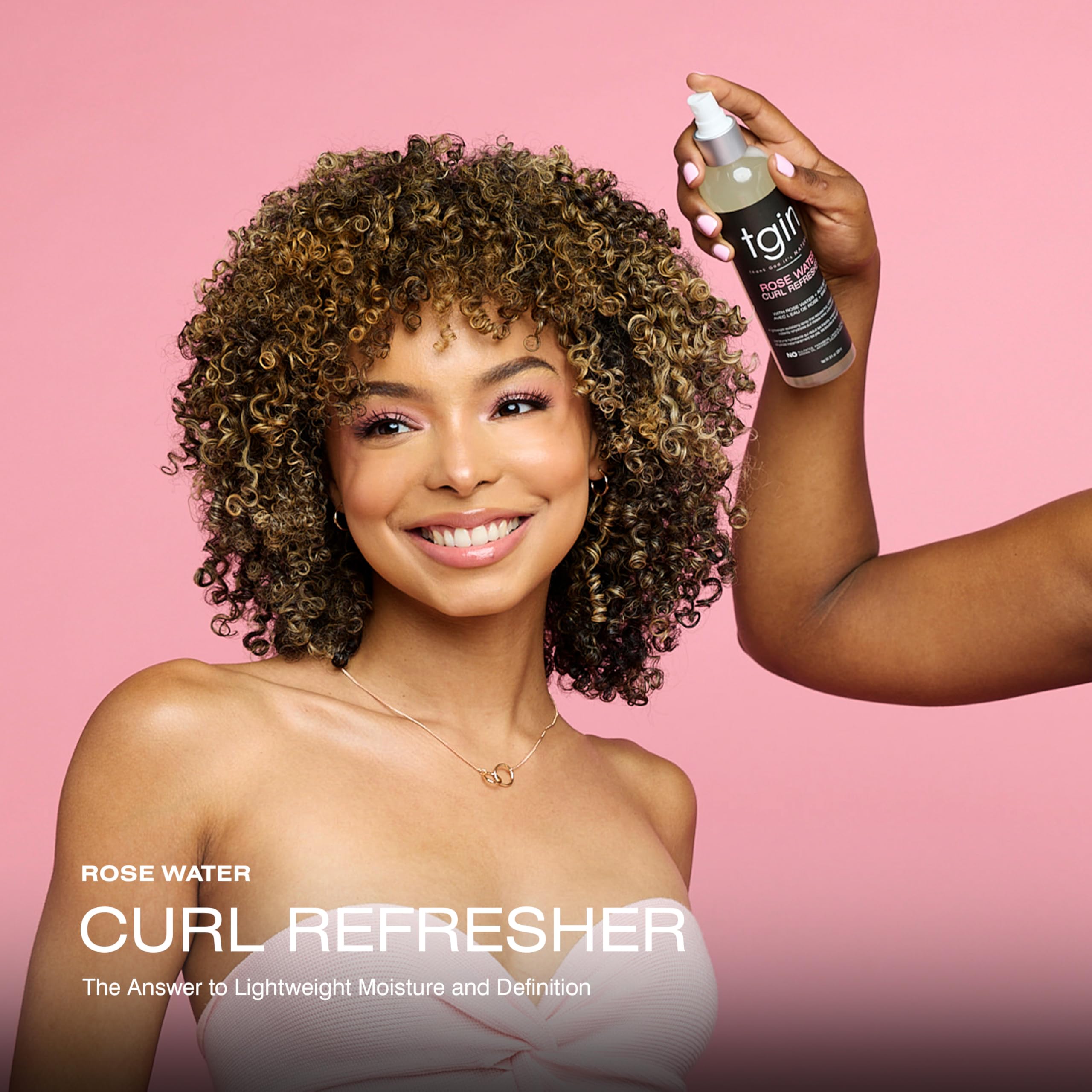 Thank God It's Natural tgin Rose Water Curl Refresher before and after curl revival