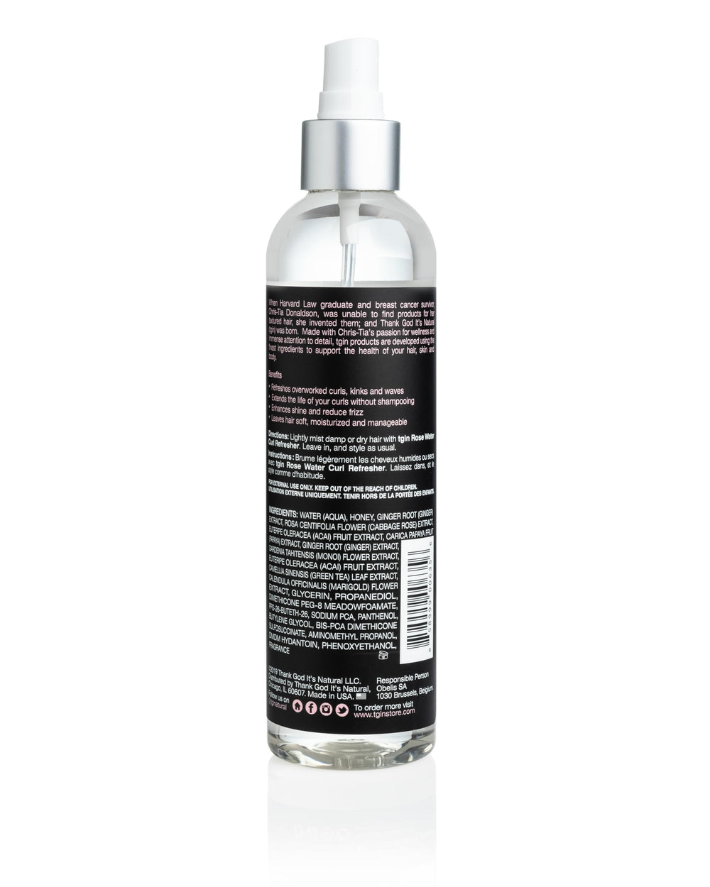 tgin Rose Water Hydrating Styling Lotion applies for voluminous, non-greasy hold.