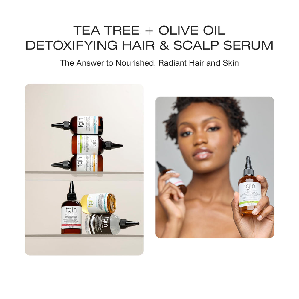 tgin Tea Tree Olive Oil Serum on dry skin demonstrating moisturized feel