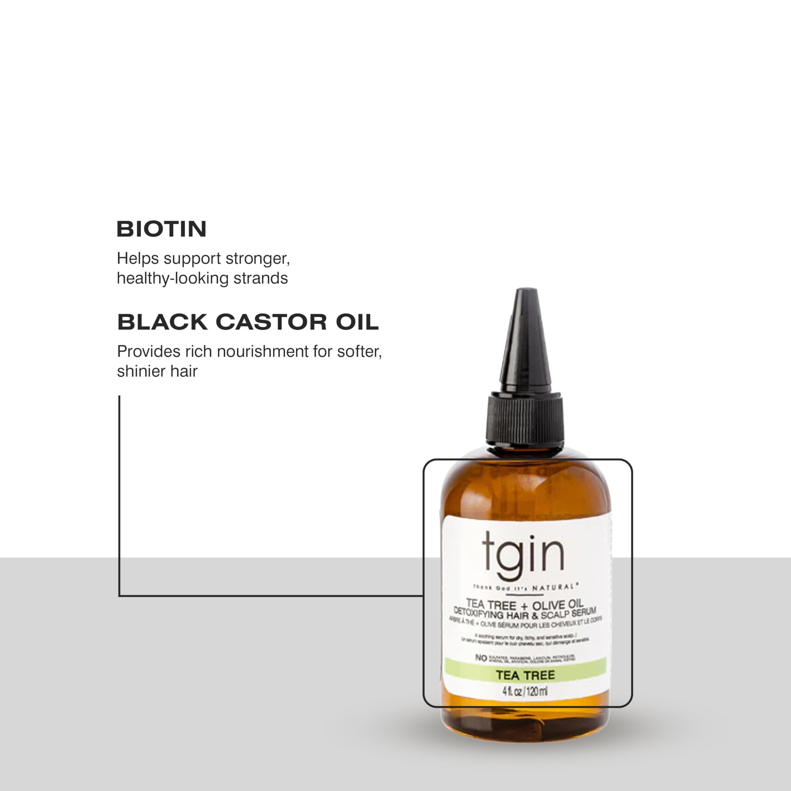 tgin Tea Tree Olive Oil Serum 4oz packaging ready for refreshing scalp care