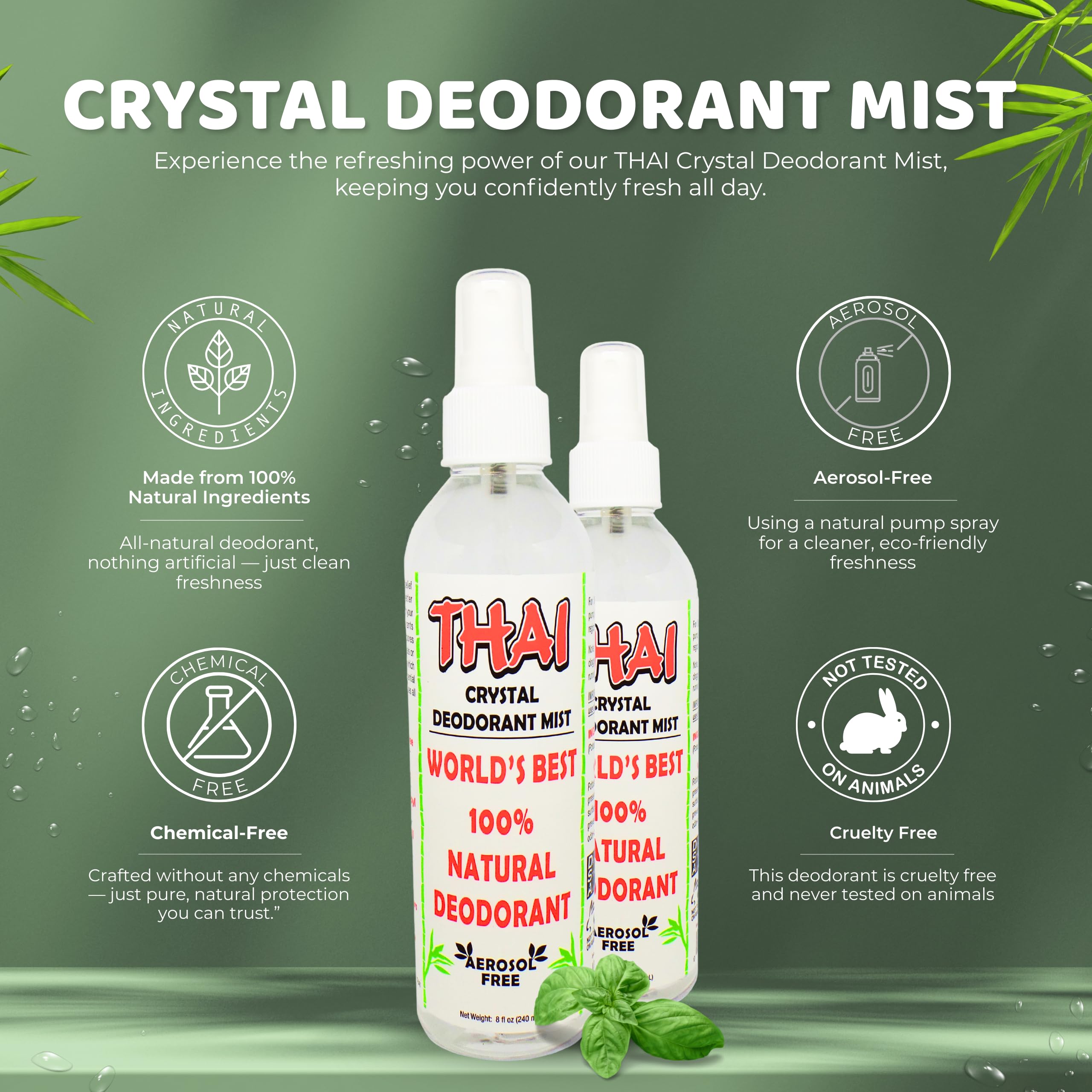 Thai Deodorant Stone Crystal Mist spray nozzle detail for easy use
