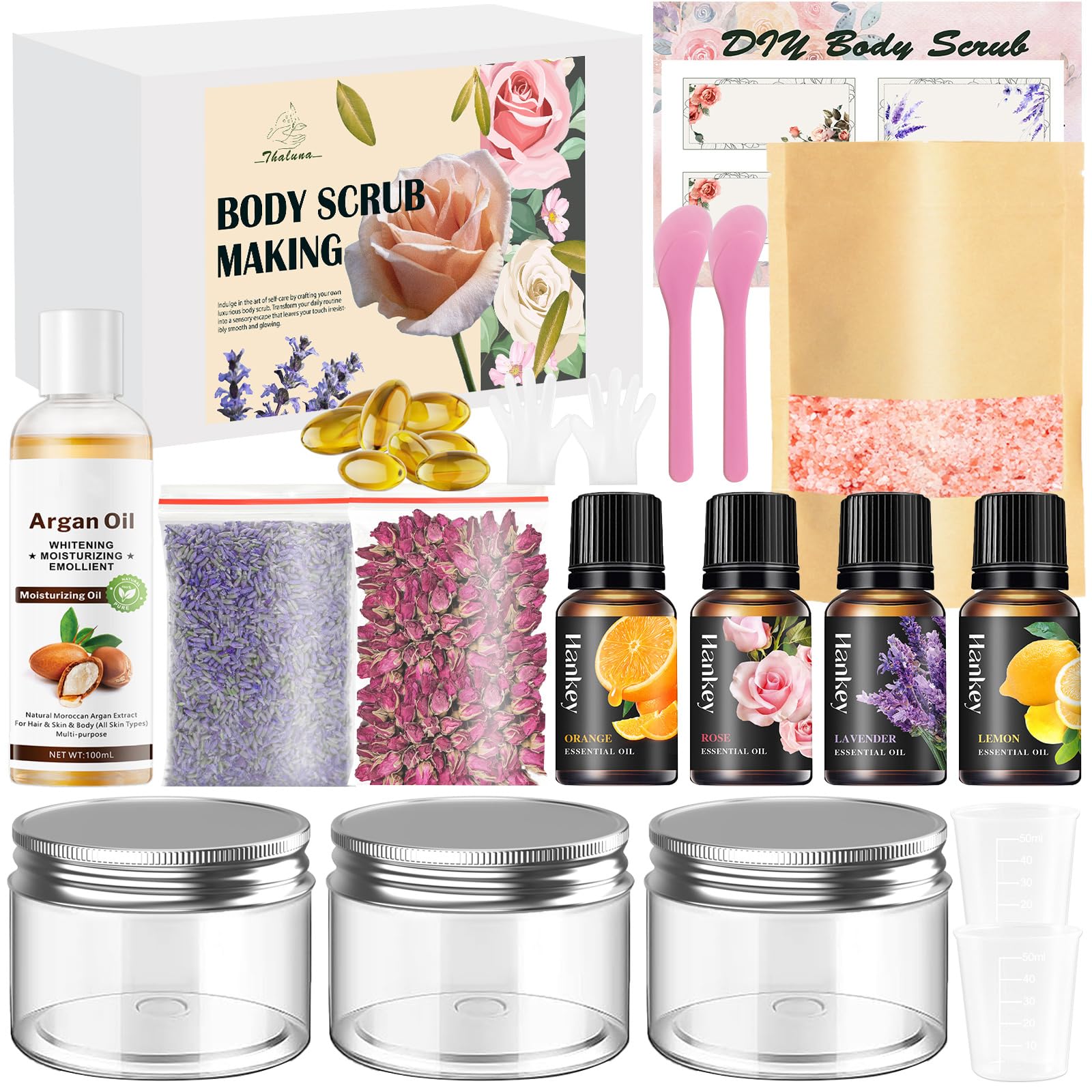 THALUNA Body Scrub Making Kit packaging shows a gift-ready spa experience at home