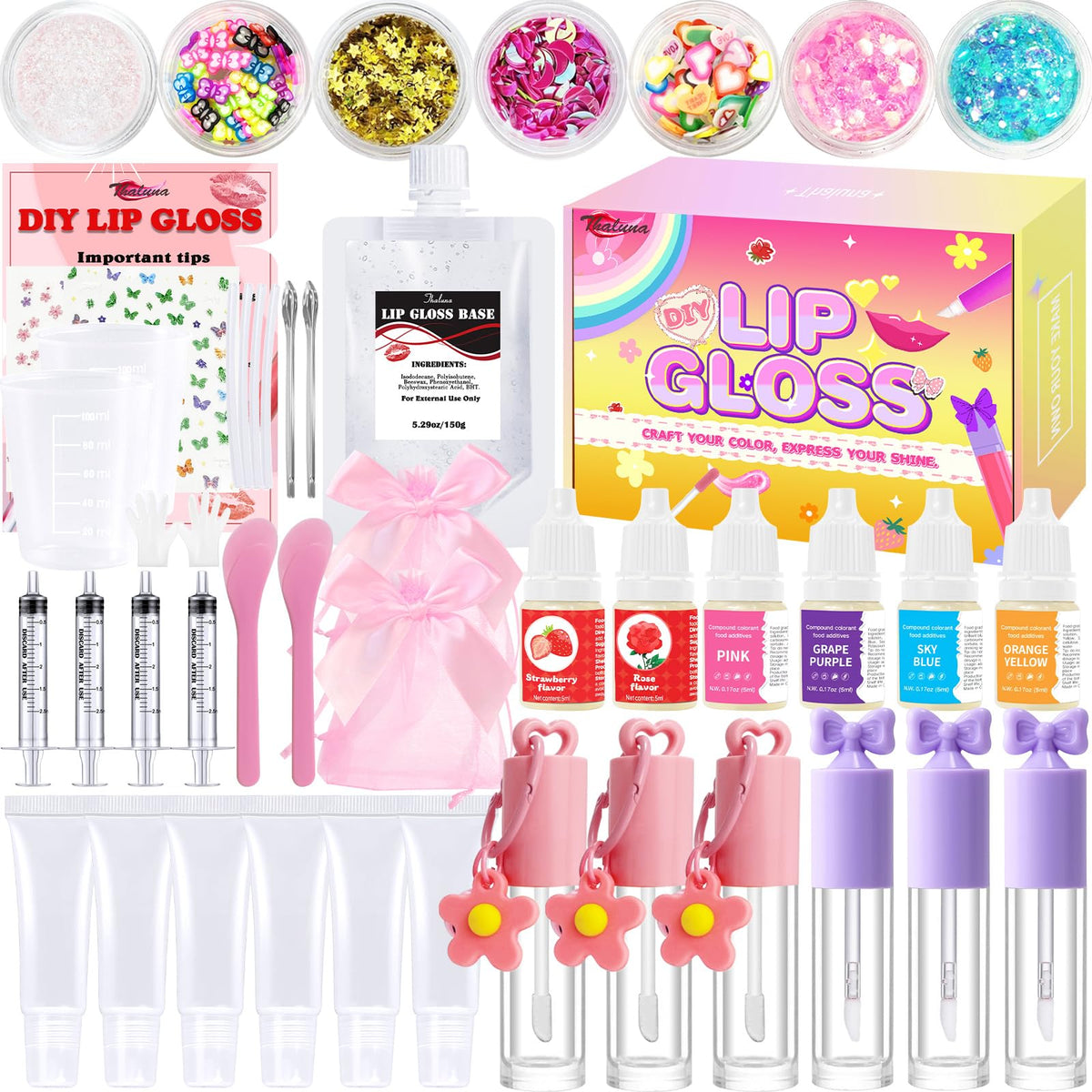 Thaluna lip gloss making kit packaging ready for DIY fun at home