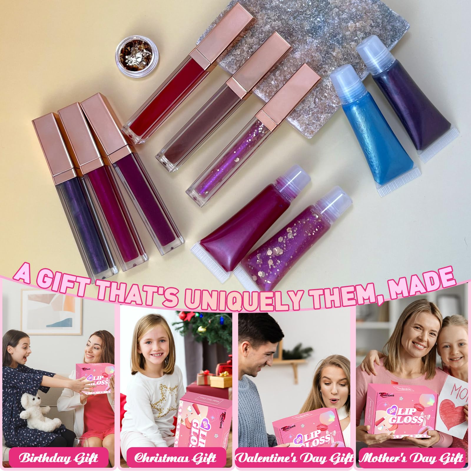 Thaluna lip gloss pigments enable sheer to opaque finishes with easy blending.