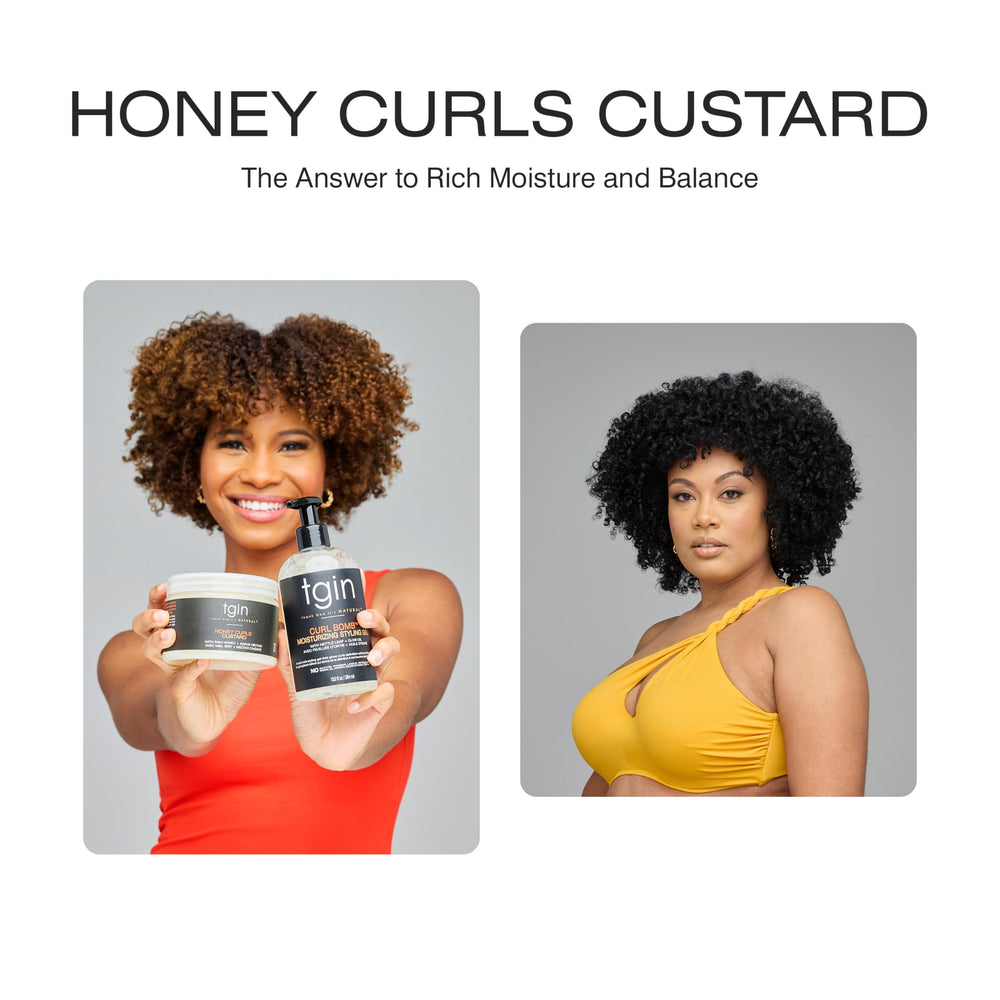 Thank God It's Natural Honey Curls Custard close-up shows rich texture improving curl definition and gloss