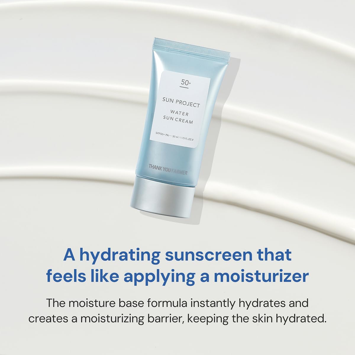 THANKYOU FARMER Sun Project Water Sun Cream is makeup-ready for daily routines.