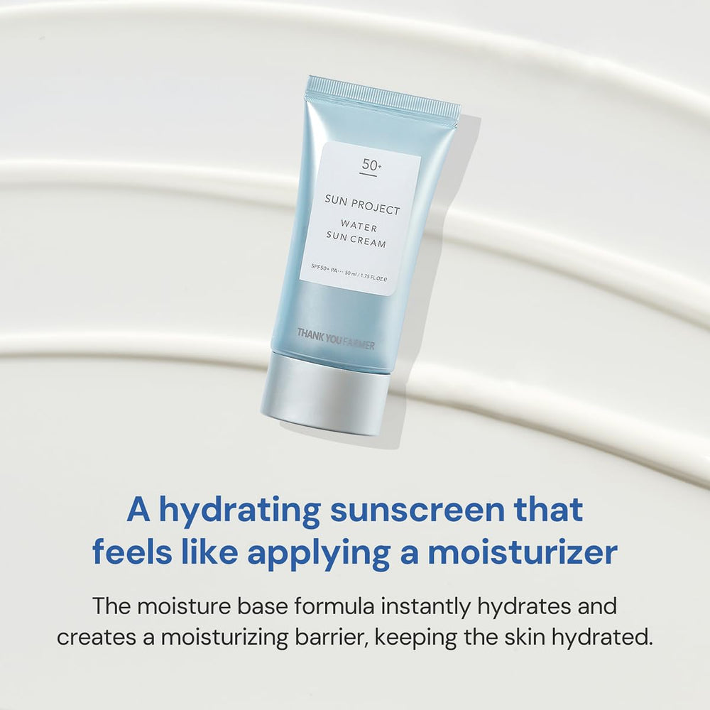 THANKYOU FARMER Sun Project Water Sun Cream is makeup-ready for daily routines.
