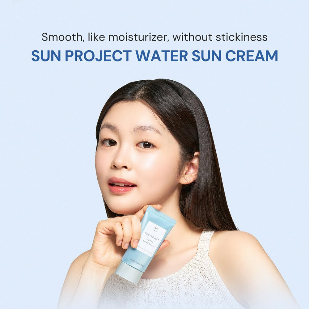 THANKYOU FARMER Sun Project Water Sun Cream leaves no white cast.