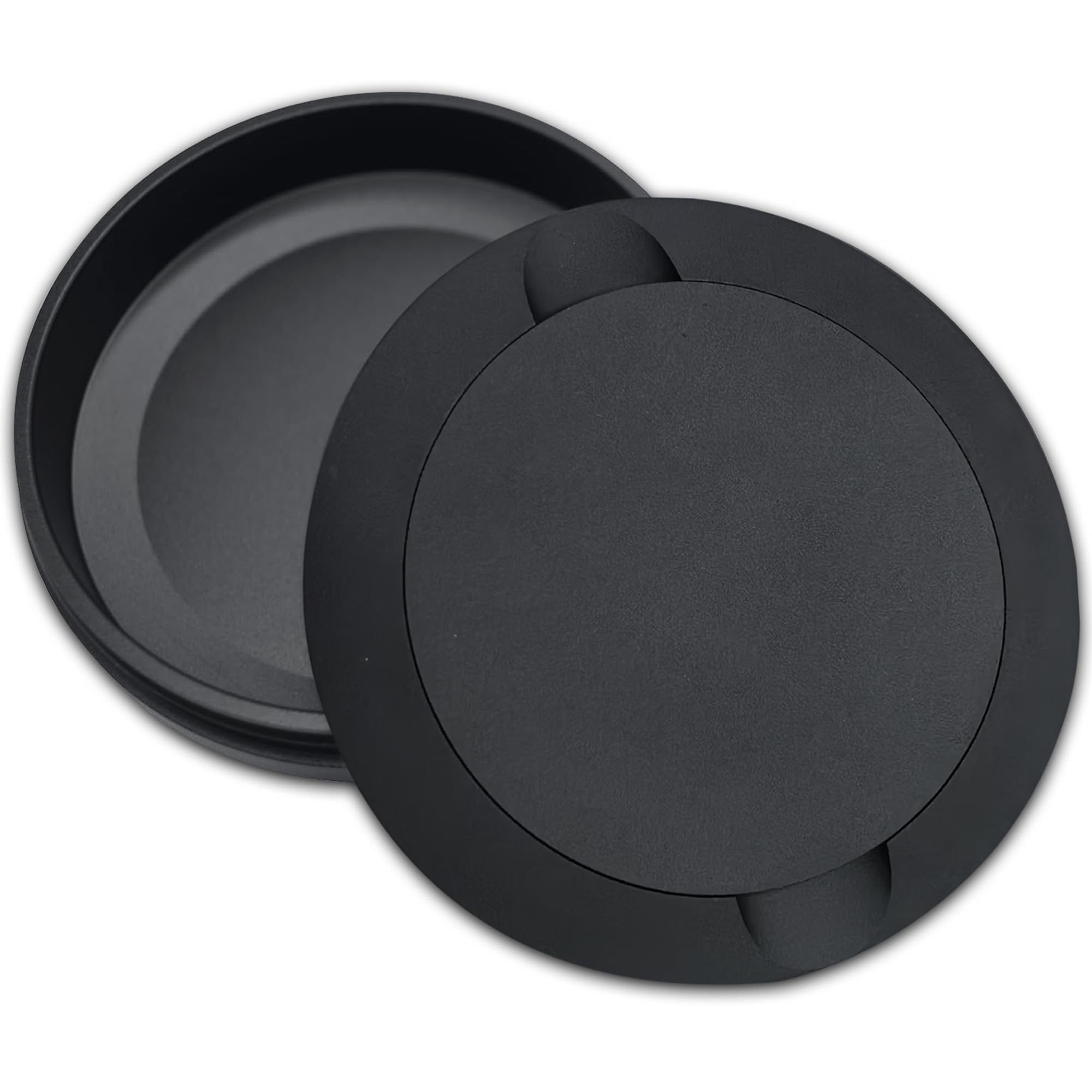 Tharos Matte Black Zyn Container front view keeps pouches neatly organized on the go.