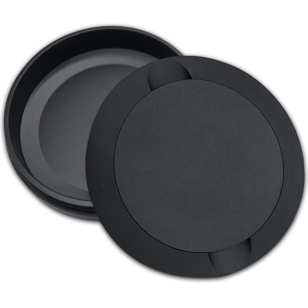 Tharos Matte Black Zyn Container front view keeps pouches neatly organized on the go.