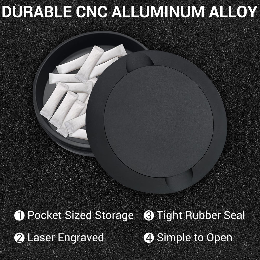 Secure lid ensures pouches stay fresh and contained.