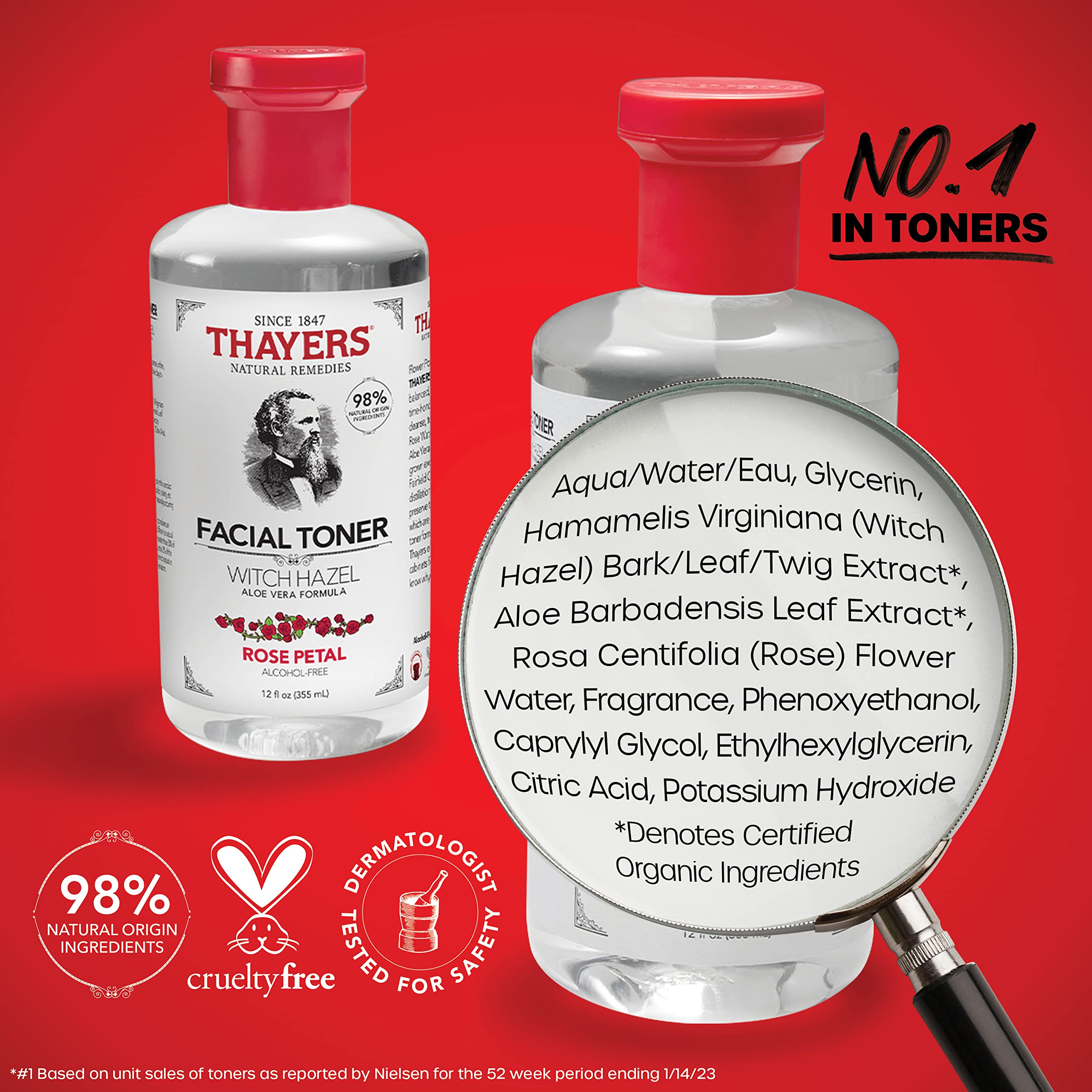 Thayers Dermatologist-tested badge adds trusted safety for sensitive skin.