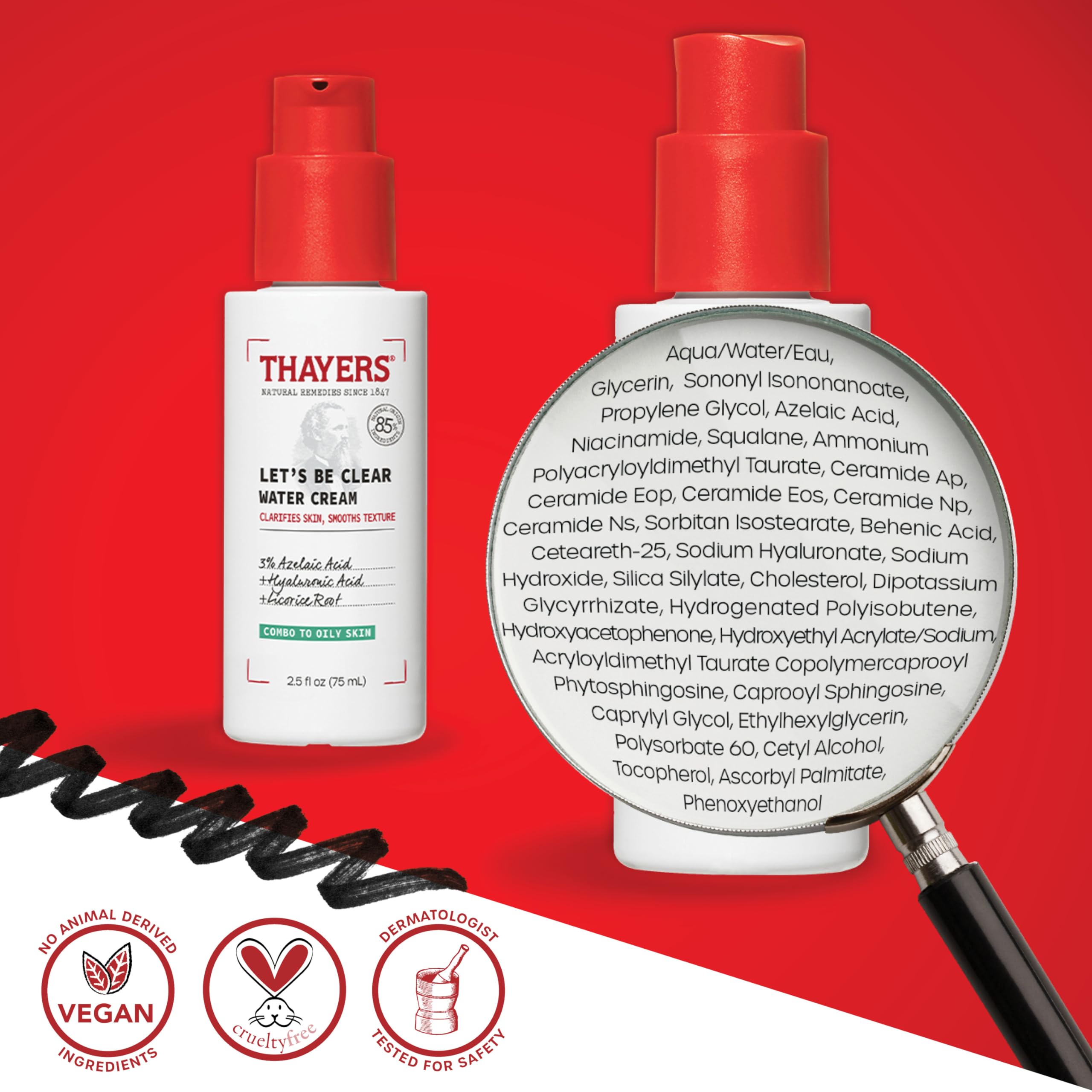 Thayers Let’s Be Clear Water Cream fragrance-free formula suitable for sensitive skin.