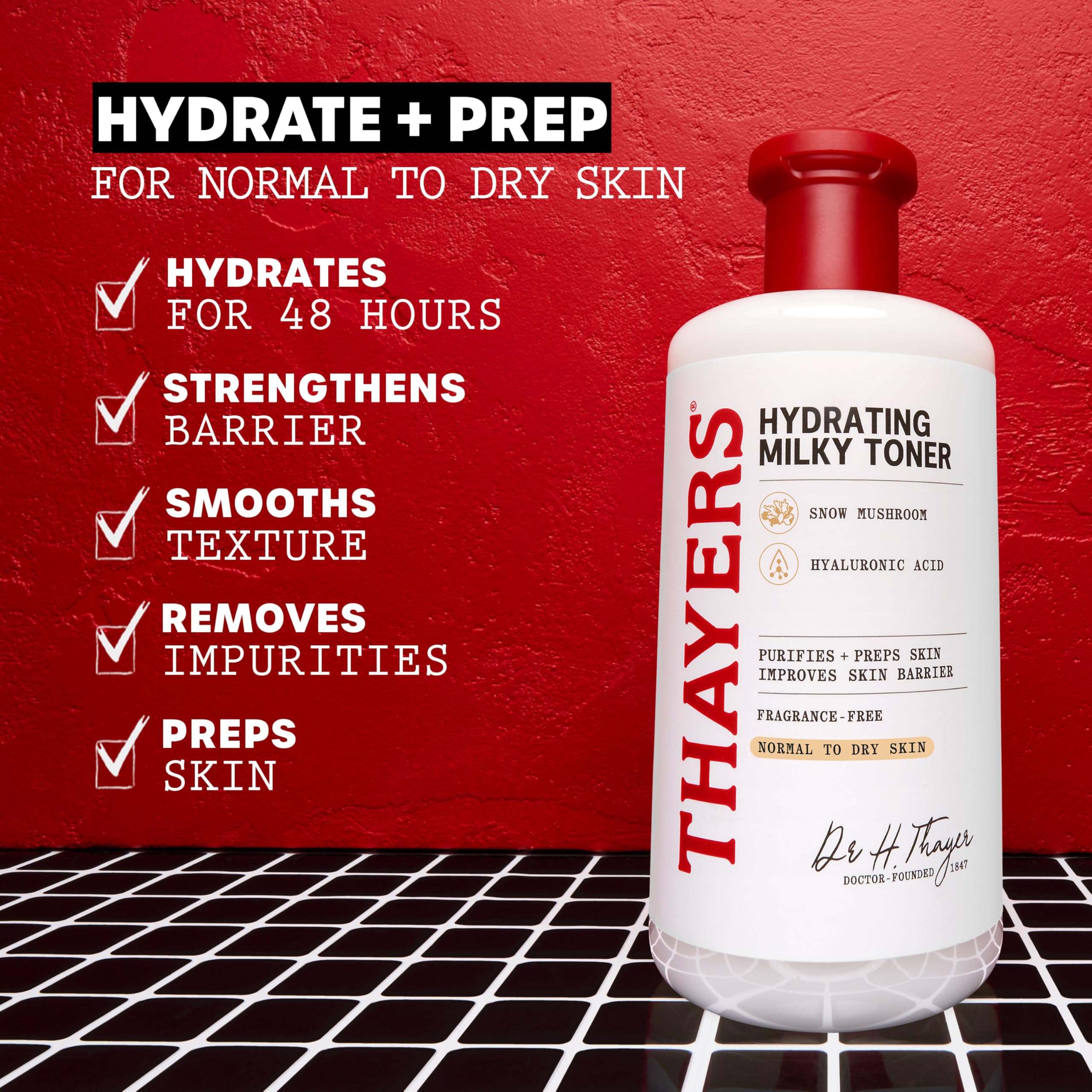 THAYERS Milky Toner texture closeup emphasizes creamy, non-drying hydration