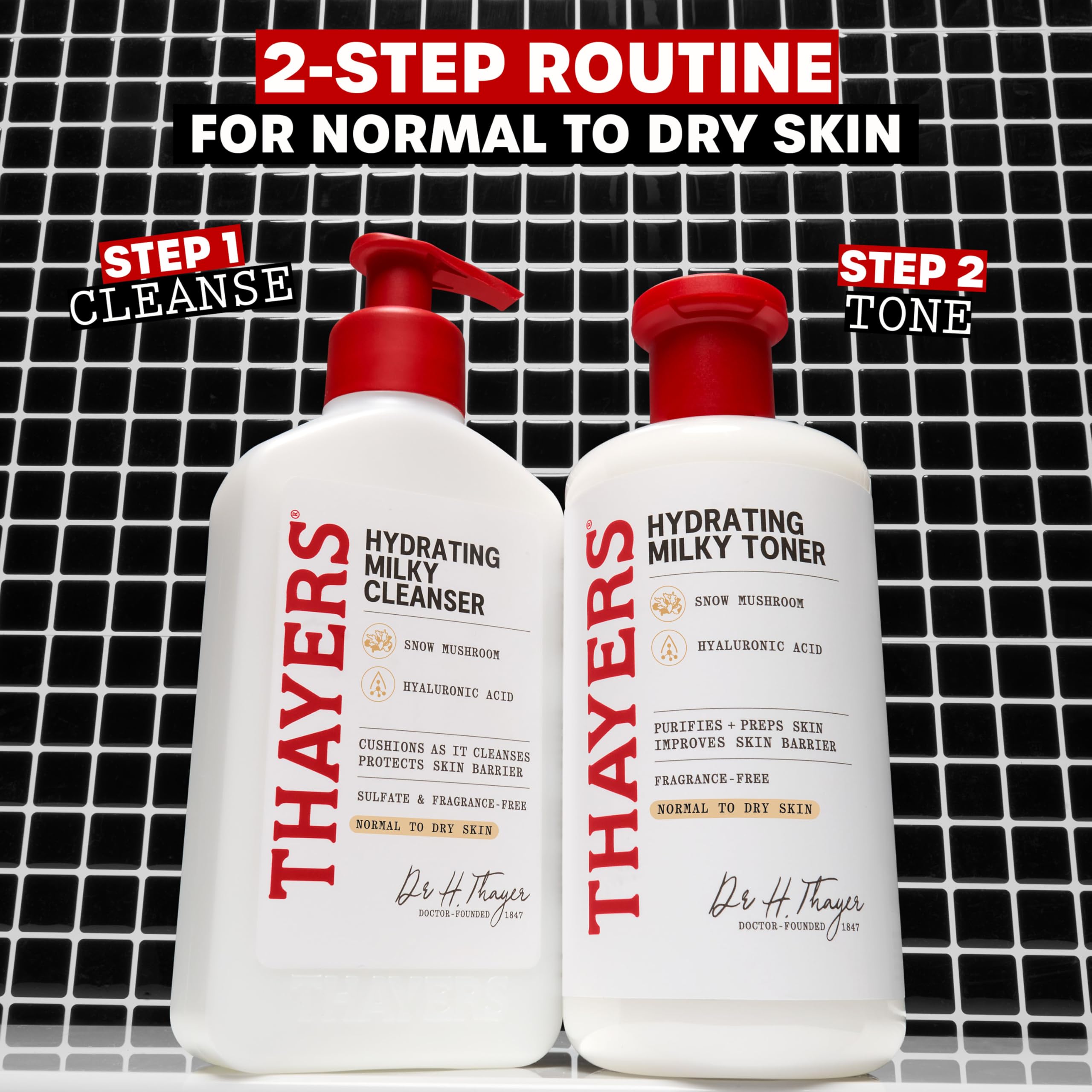 THAYERS Toner application on cheek demonstrates prepping skin for routine steps