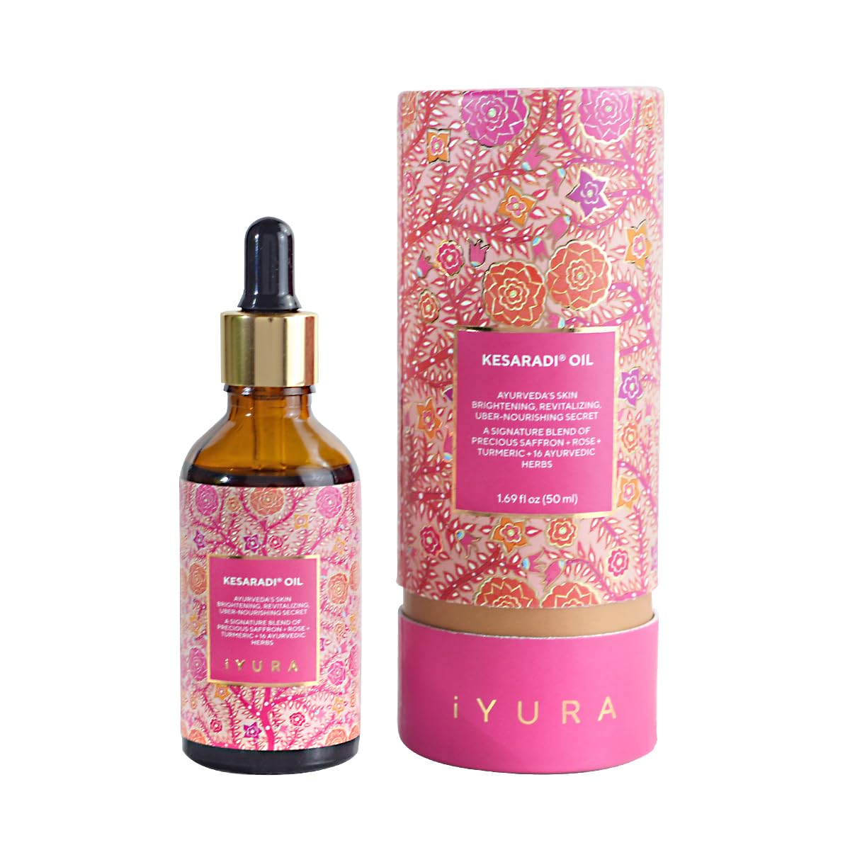 The Ayurveda Experience Kesaradi bottle with saffron-infused oil for a radiant glow